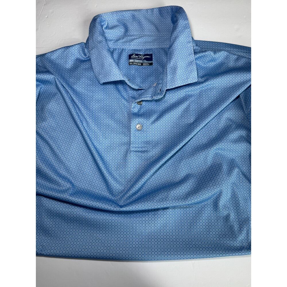 Ben Hogan Performance Golf Polo Shirt Men 3XL Blue Micro Print Stretch Casual